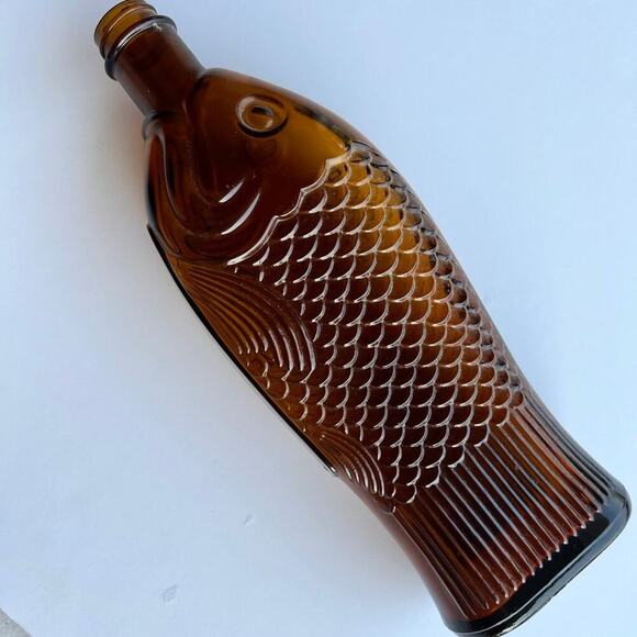 Vintage brown fish bottle.  9.75” - Picture 1 of 7